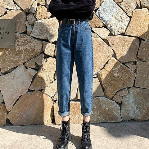 Fashion straight jeans women's style high waist pants