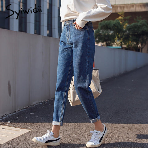 Cotton white jeans woman high waist skinny jeans