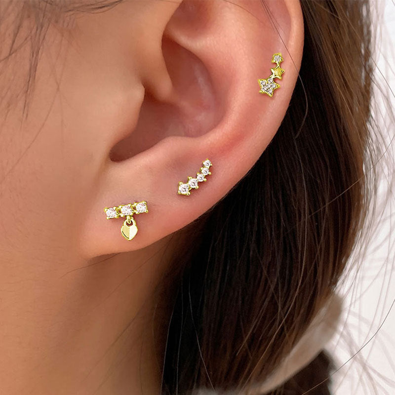 Simple Star Combination Stud Earrings