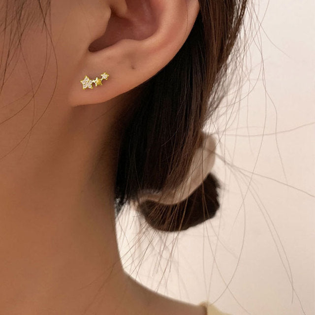 Simple Star Combination Stud Earrings