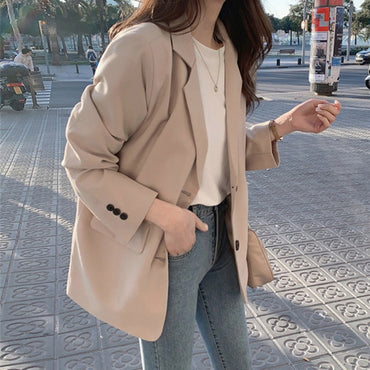 Women's Blazers Pockets Jackets Fashionable Vintage Oversize