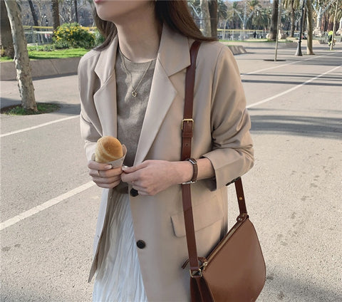 Women's Blazers Pockets Jackets Fashionable Vintage Oversize