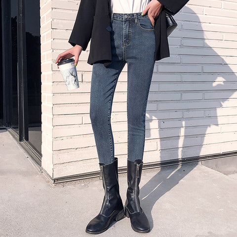 Gray Jeans Woman High Waist Women Skinny Fashion Denim Pencil