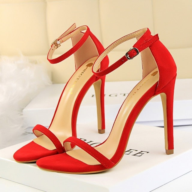 Women 10cm High Heels Flock Stripper Sandals Female Classic Pumps