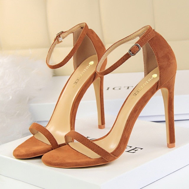 Women 10cm High Heels Flock Stripper Sandals Female Classic Pumps