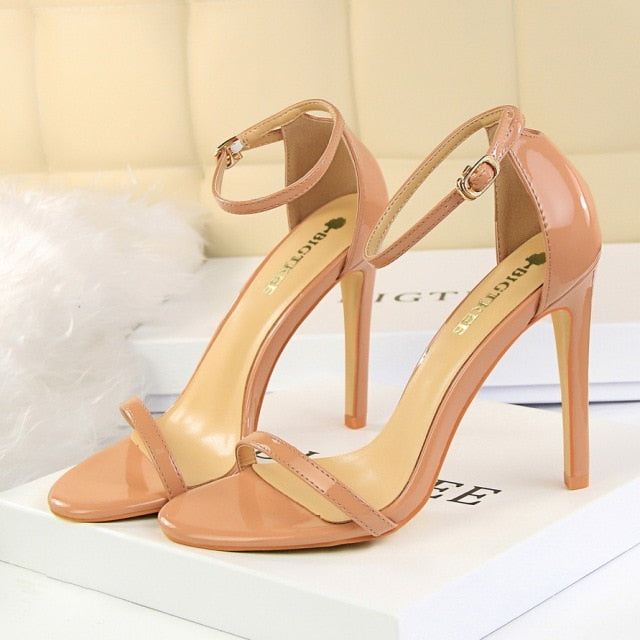 Women 10cm High Heels Flock Stripper Sandals Female Classic Pumps