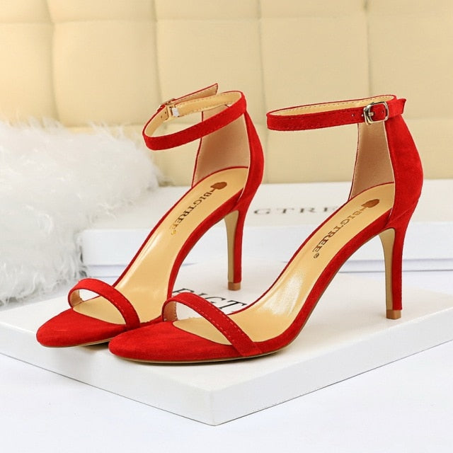 Women 10cm High Heels Flock Stripper Sandals Female Classic Pumps