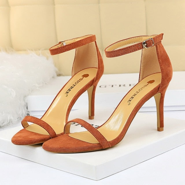 Women 10cm High Heels Flock Stripper Sandals Female Classic Pumps