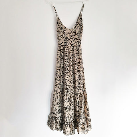 Lace Up Summer Clothing Sleeveless Leopard Maxi Boho Beach Dress