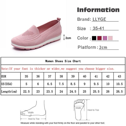Knitting Breathable Women's Loafers Flat Ballet Light Vulcanized Sneakers