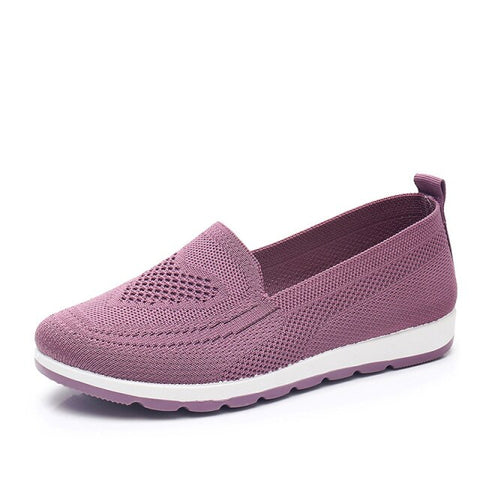 Knitting Breathable Women's Loafers Flat Ballet Light Vulcanized Sneakers