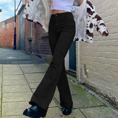Jeans Low Waist Flare Pants Dark Academia Aesthetic Vintage 90s Streetwear Denim Trousers