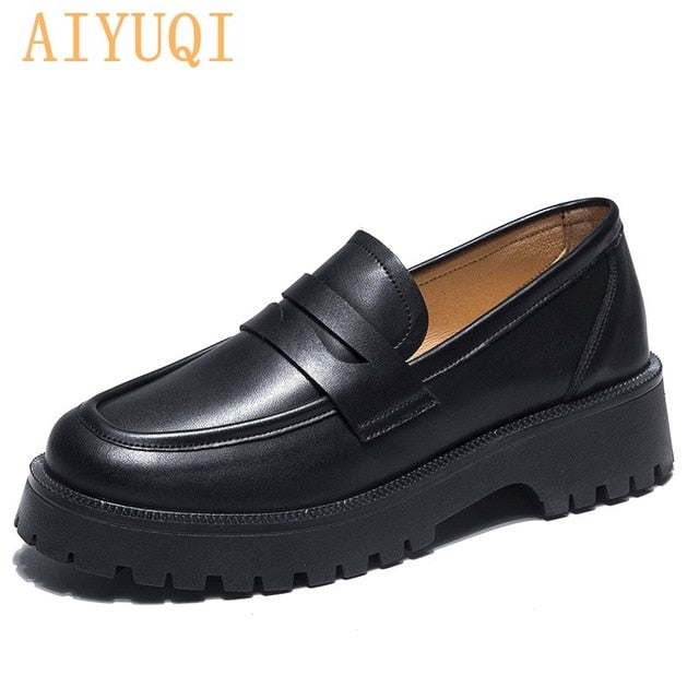 British Style New Thick-soled College Style Casual Loafers Genuine Leather Fashion