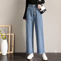 Loose Straight  jeans woman high waist denim pants