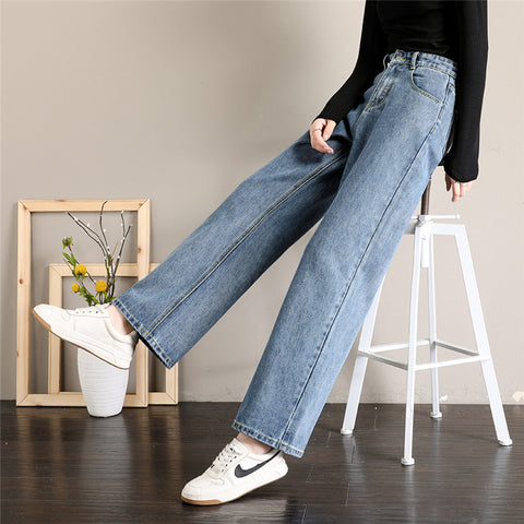 Loose Straight  jeans woman high waist denim pants