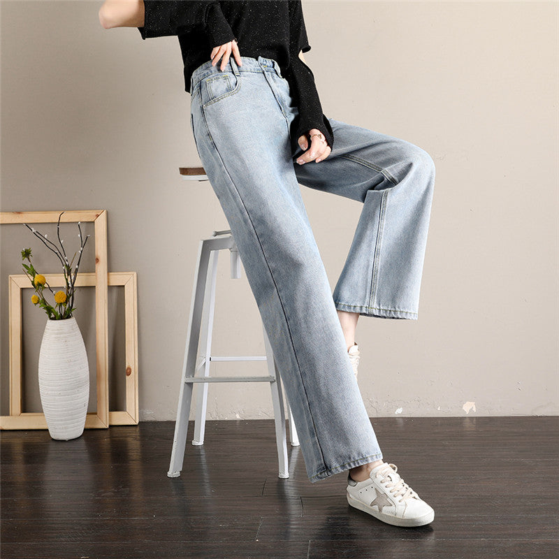 Loose Straight  jeans woman high waist denim pants