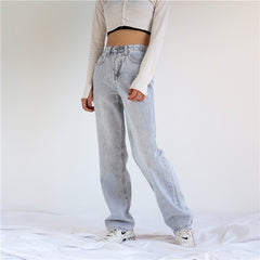 High Waisted Jeans Woman Denim Pants Tassel Straight Full Length