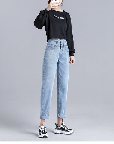 mom jeans women vintage casual high waist harem pants