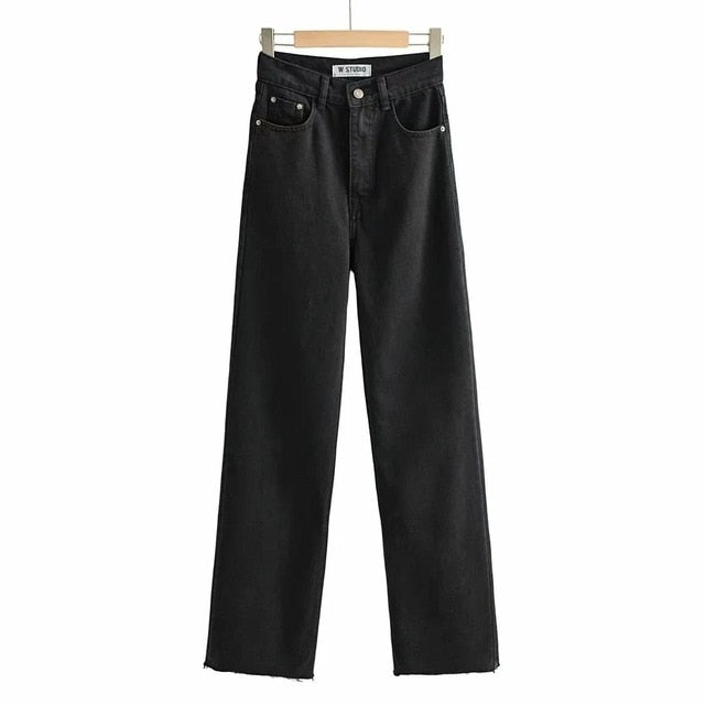 Washed Denim Jeans Women Pants Wide Leg Trousers Female Casual ...