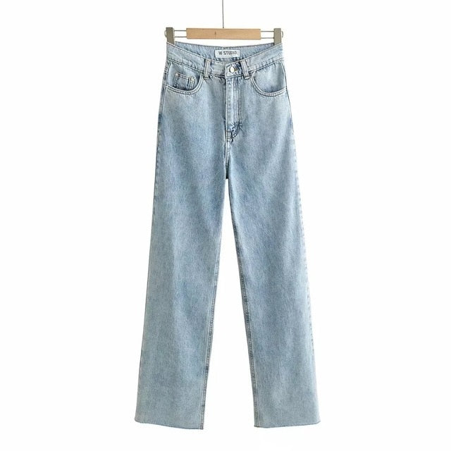 Washed Denim Jeans Women Pants Wide Leg Trousers Female Casual