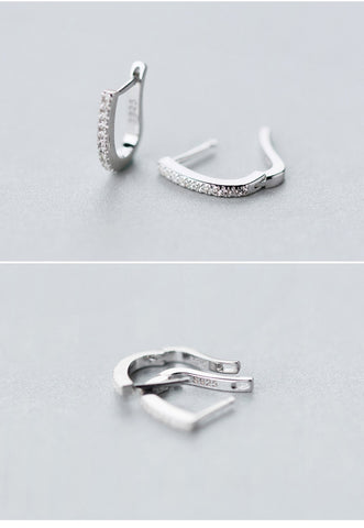 Silver U Style Shape Hoop Earrings for Women Fashion
