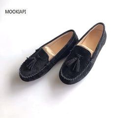leather classic women's loafers women flats shoes