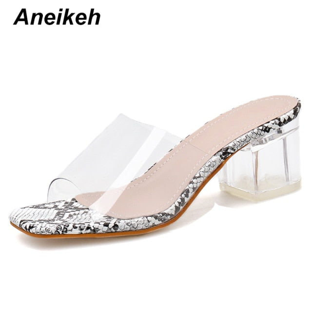 Summer PVC serpentine Sandals Fashion Women Heeled Peep Toe 5CM