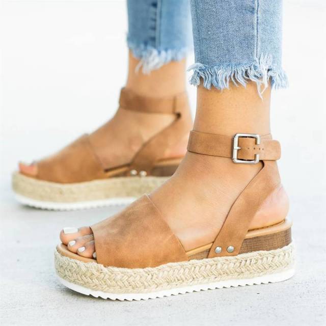 Women Wedges Platform Ladies Shoes Ladies Slip on Strap Cross