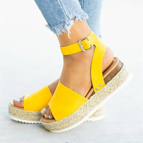 Women Wedges Platform Ladies Shoes Ladies Slip on Strap Cross