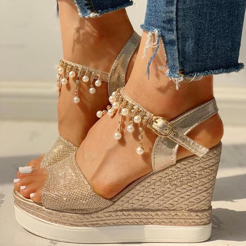Wedge Sandals  Platform Sandals Buckle Strap Peep Toe Thick Bottom Casual Shoes