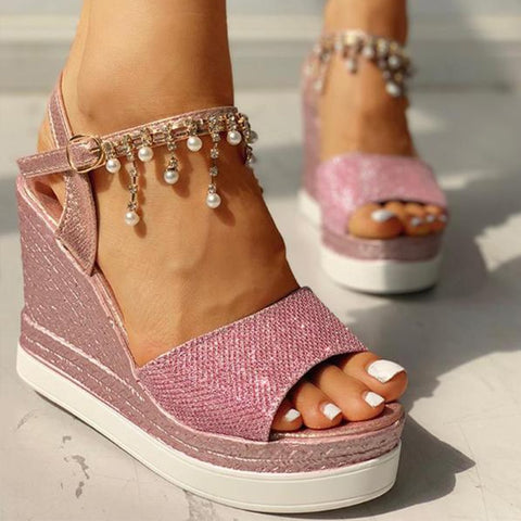 Wedge Sandals  Platform Sandals Buckle Strap Peep Toe Thick Bottom Casual Shoes