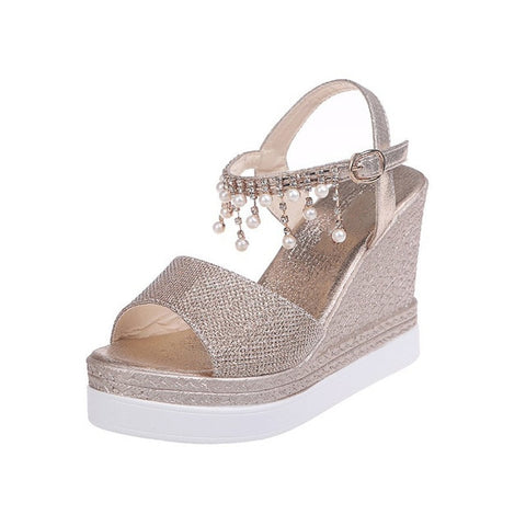 Wedge Sandals  Platform Sandals Buckle Strap Peep Toe Thick Bottom Casual Shoes