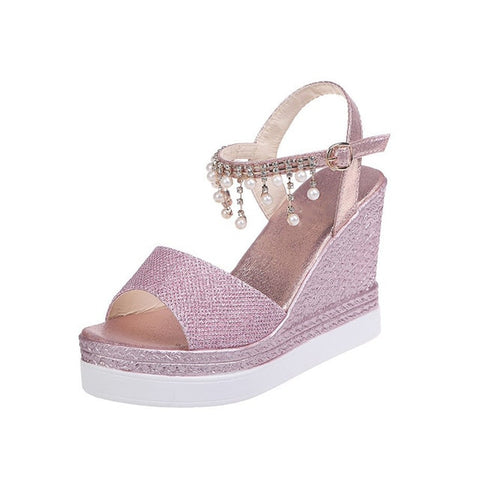 Wedge Sandals  Platform Sandals Buckle Strap Peep Toe Thick Bottom Casual Shoes