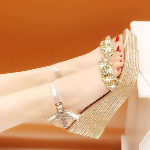 Wedge Sandals  Platform Sandals Buckle Strap Peep Toe Thick Bottom Casual Shoes