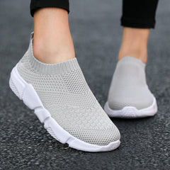 Women Flat Slip on Black Shoes Woman Lightweight Walking Sock Sneakers