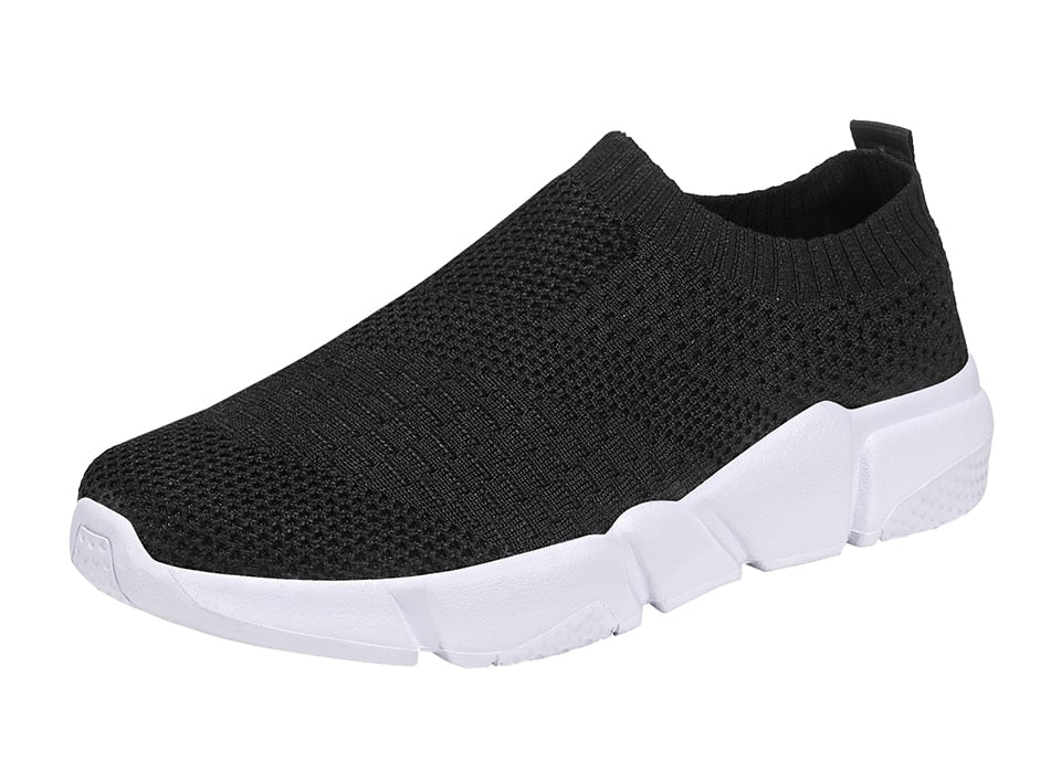 Women Flat Slip on Black Shoes Woman Lightweight Walking Sock Sneakers