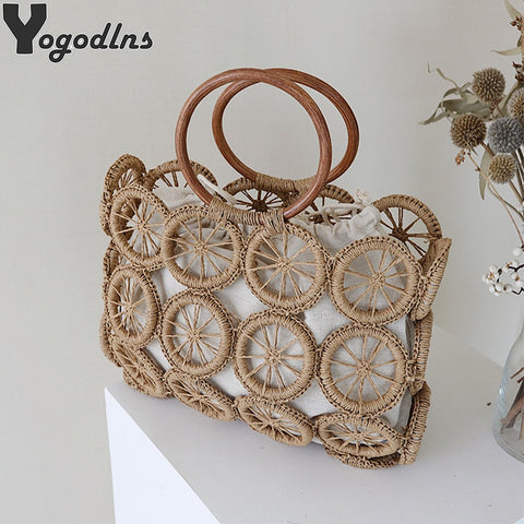 Fashion Rattan Hollow Straw Wicker Woven Handmade Handbags