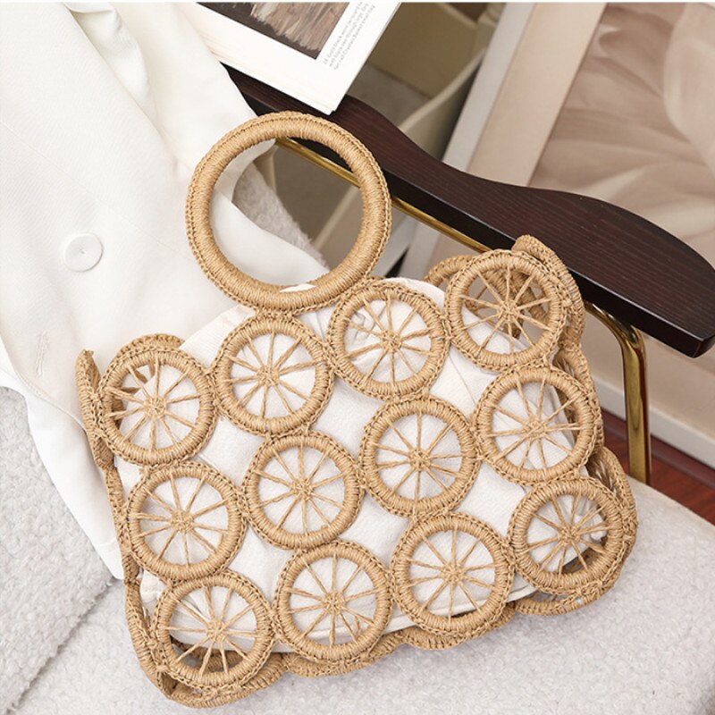 Fashion Rattan Hollow Straw Wicker Woven Handmade Handbags