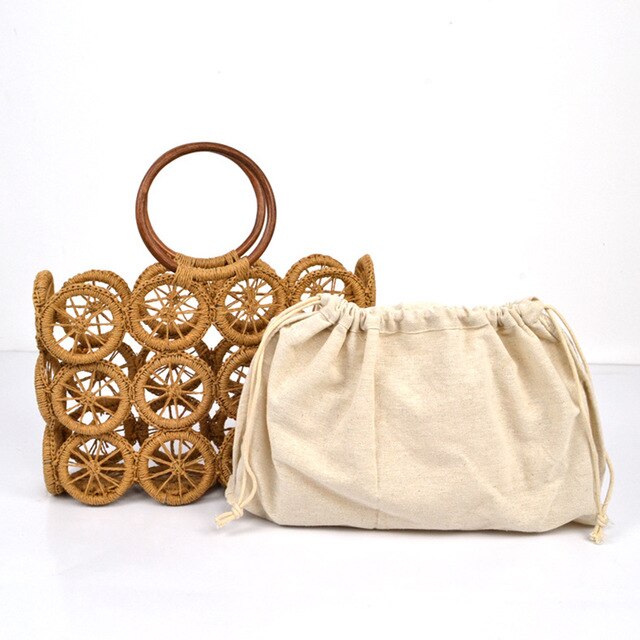 Fashion Rattan Hollow Straw Wicker Woven Handmade Handbags