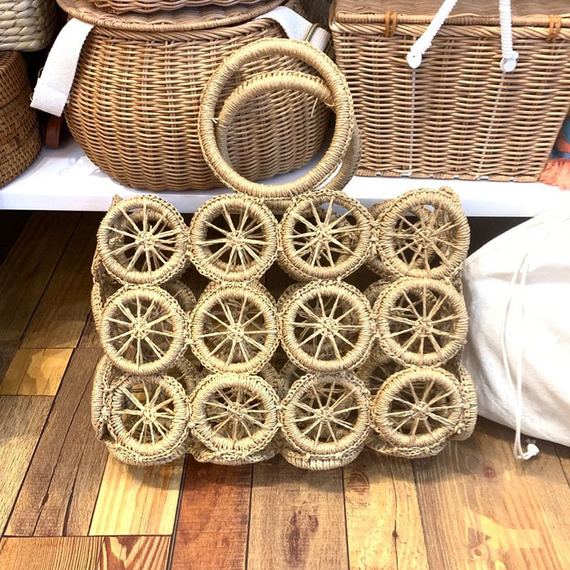 Fashion Rattan Hollow Straw Wicker Woven Handmade Handbags