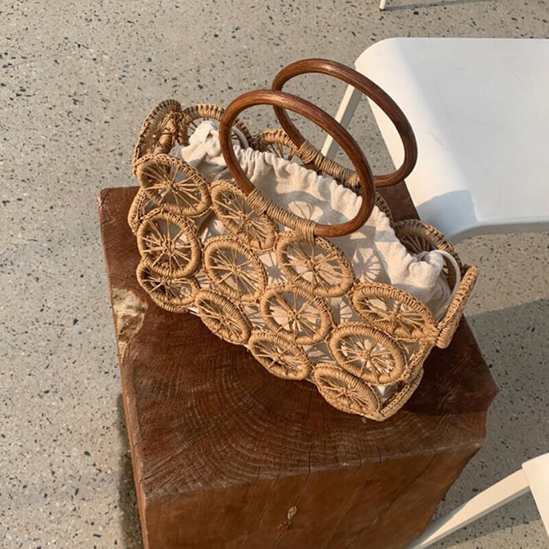 Fashion Rattan Hollow Straw Wicker Woven Handmade Handbags