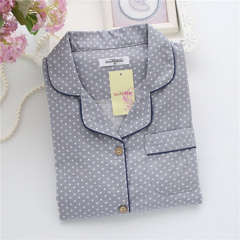 leaf pajama sets women 100% gauze cotton long sleeve casual sleepwear