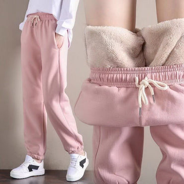 Sweatpants Workout Fleece Trousers Solid Thick Warm