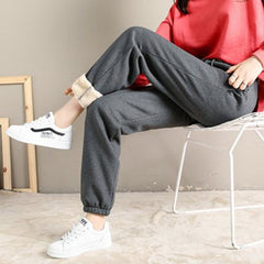 Sweatpants Workout Fleece Trousers Solid Thick Warm