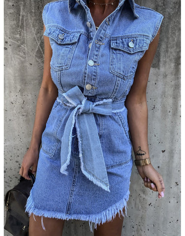 Bodycon Mini Dress Women Vestidos Retro Jeans