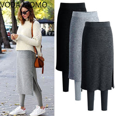 Fashion Slim-Fit Spring Plus Size Winter Warm Fleece Long Skirt