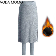 Fashion Slim-Fit Spring Plus Size Winter Warm Fleece Long Skirt