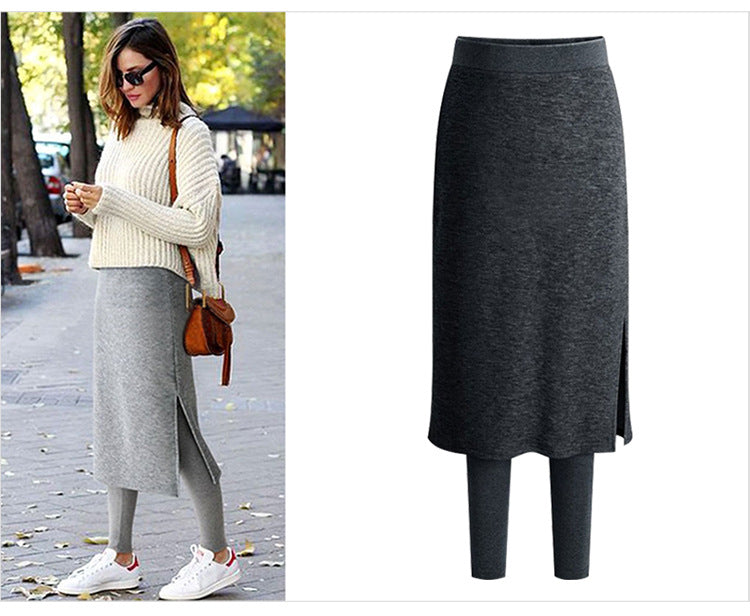 Fashion Slim-Fit Spring Plus Size Winter Warm Fleece Long Skirt