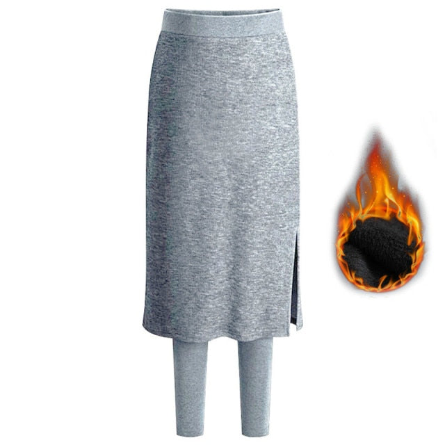 Fashion Slim-Fit Spring Plus Size Winter Warm Fleece Long Skirt