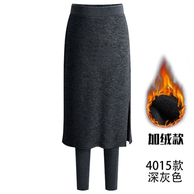 Fashion Slim-Fit Spring Plus Size Winter Warm Fleece Long Skirt